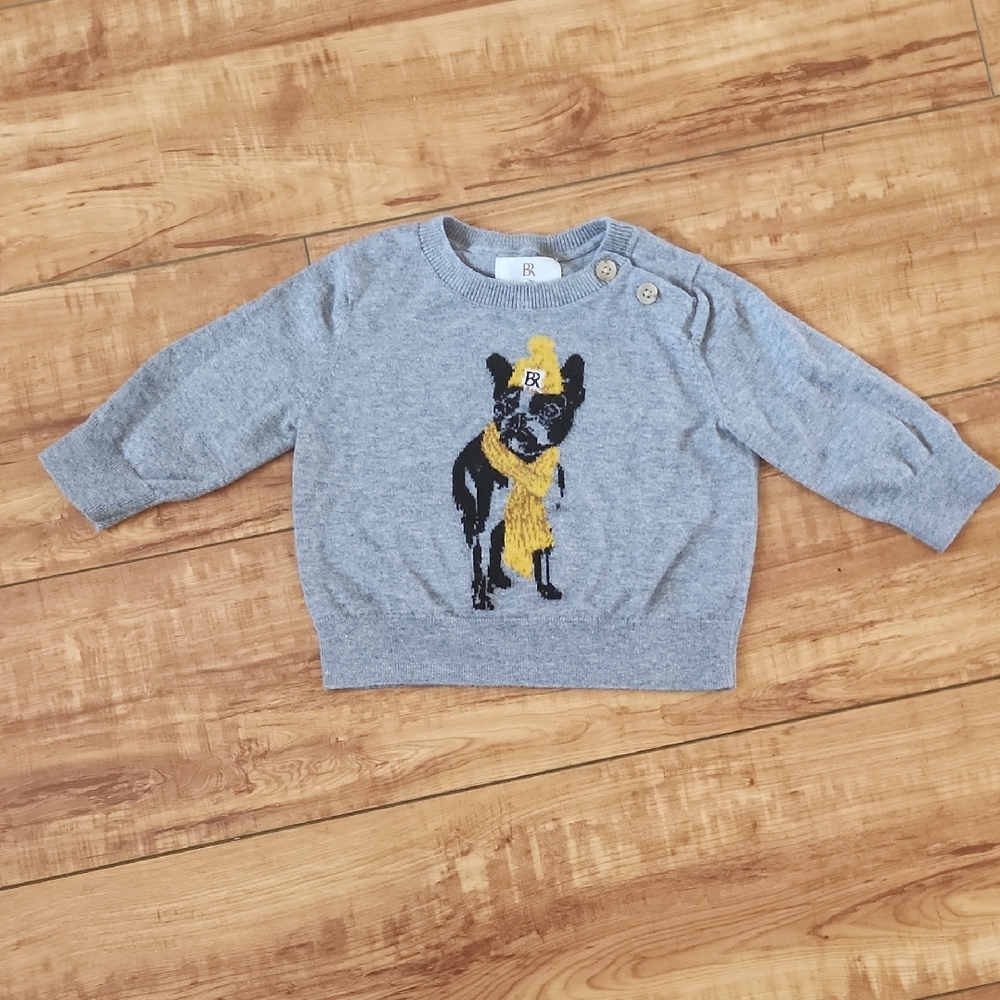 Cozy Gray Sweater with French Bulldog Design